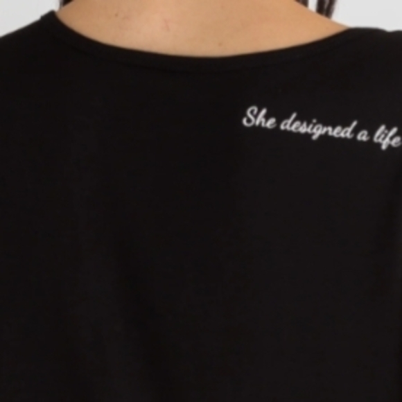 Black Graphic Women's Top She Designed a Life she Loved- Black - Picture 3 of 7